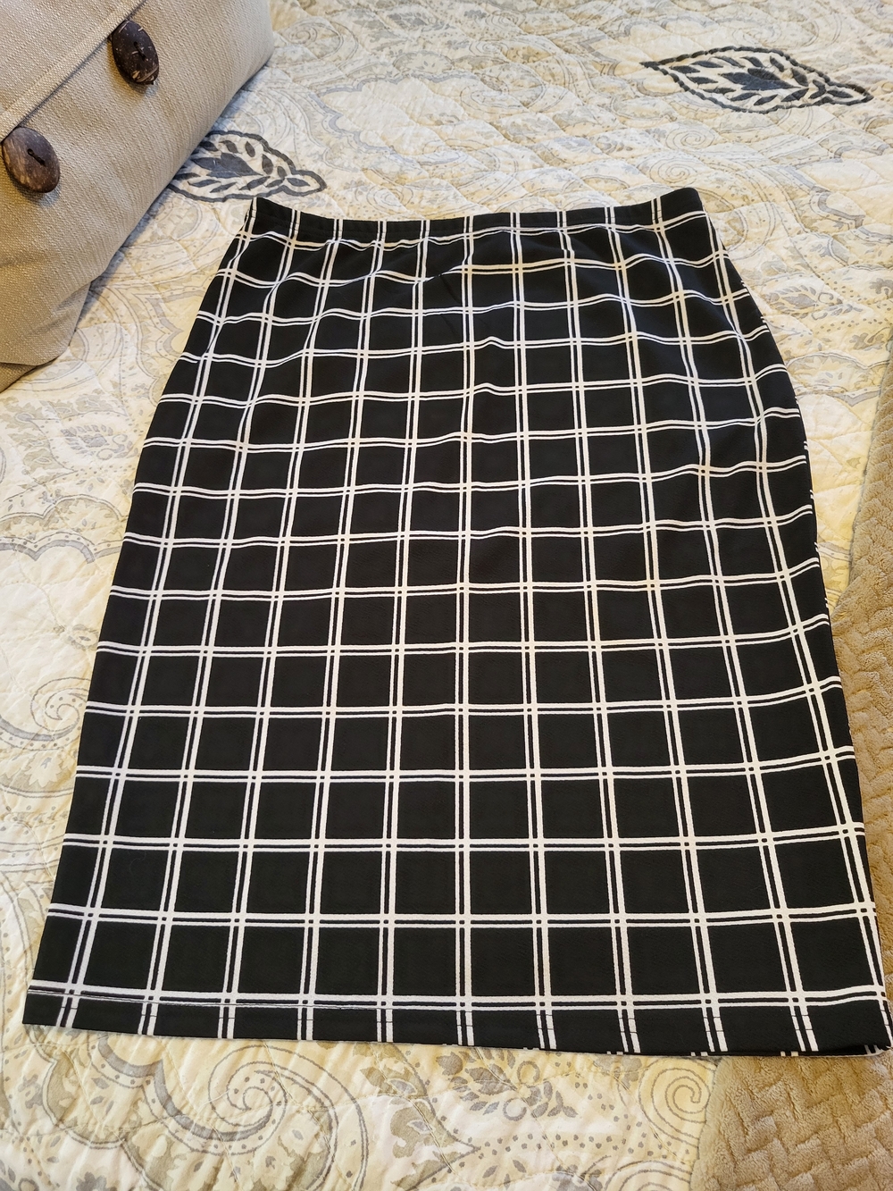 Black & White Windowpane Pencil Skirt